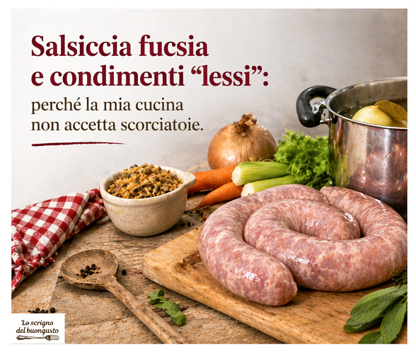Salsiccia fucsia e condimenti