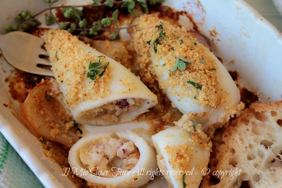 Calamari al forno ripieni ricetta facile e gustosa il mio saper fare