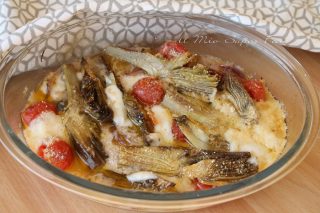 Carciofi alla pizzaiola con mozzarella e pomodorini ricetta il mio saper fare