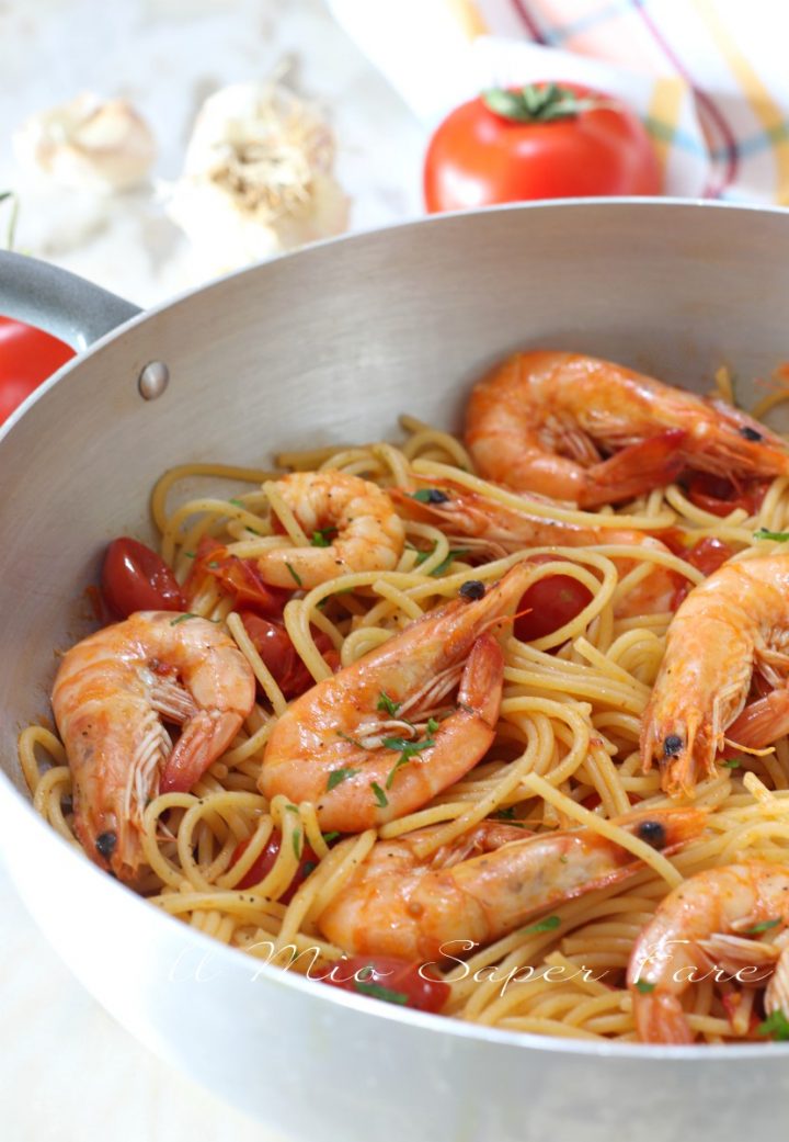 Spaghetti Con Gamberi E Pomodorini Ricetta Primo Piatto Veloce