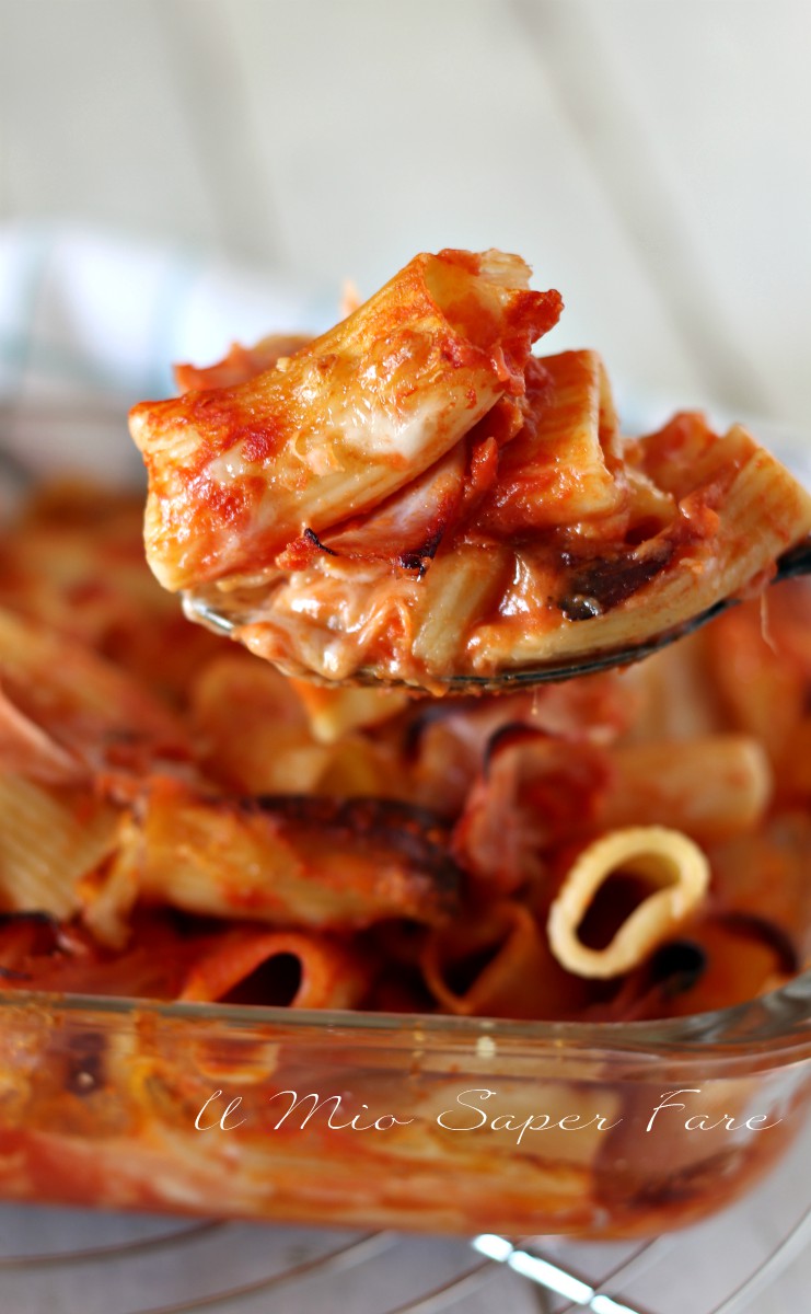 PASTA AL FORNO semplice con PROSCIUTTO e MOZZARELLA