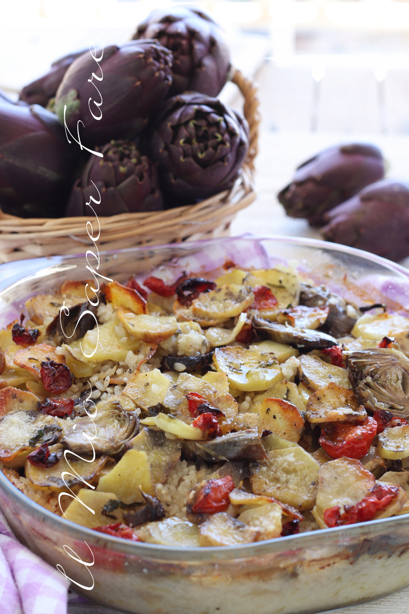 Riso patate e carciofi al forno ricetta tiella pugliese