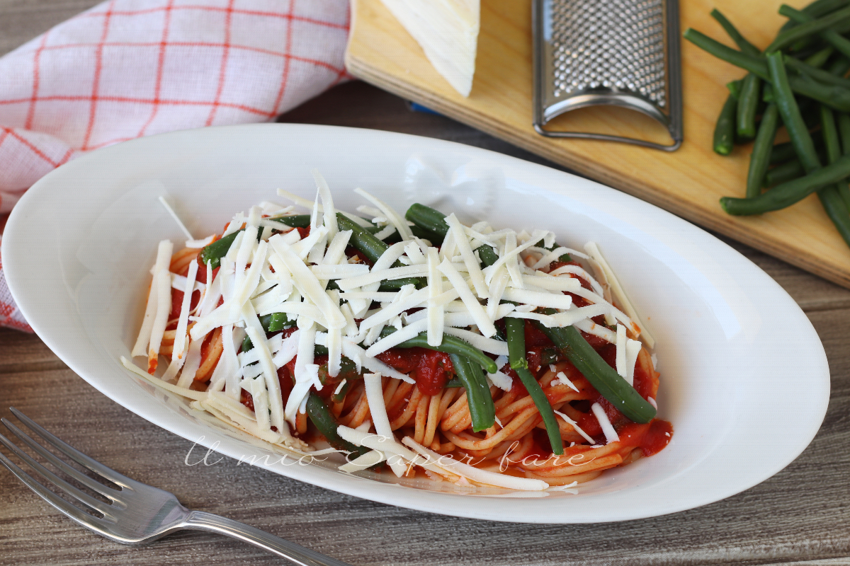 Spaghetti con fagiolini ricetta pugliese - Il mio Saper fare