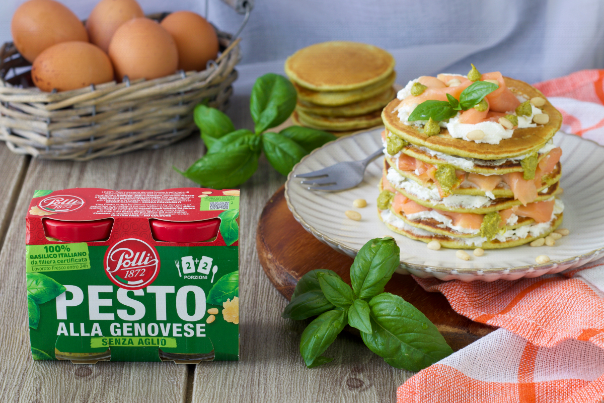 PANCAKE salati al PESTO con SALMONE e robiola - Il mio Saper fare