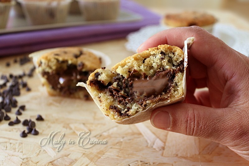 Muffin cookies cuore di Nutella
