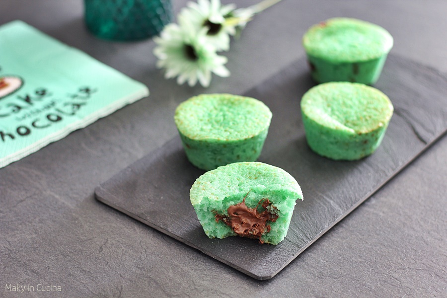 Muffin alla menta e cuore di Nutella.