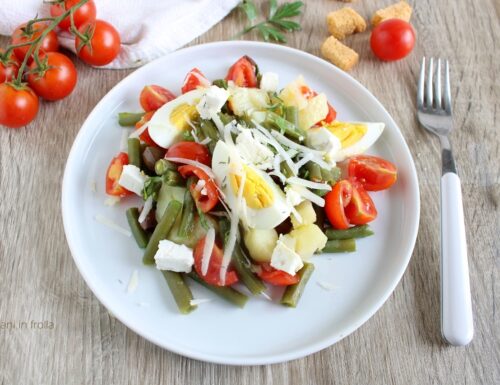 Insalata di fagiolini patate pomodorini e Feta