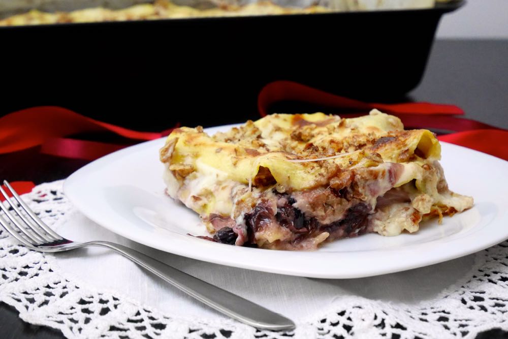 Lasagne radicchio, noci e gorgonzola