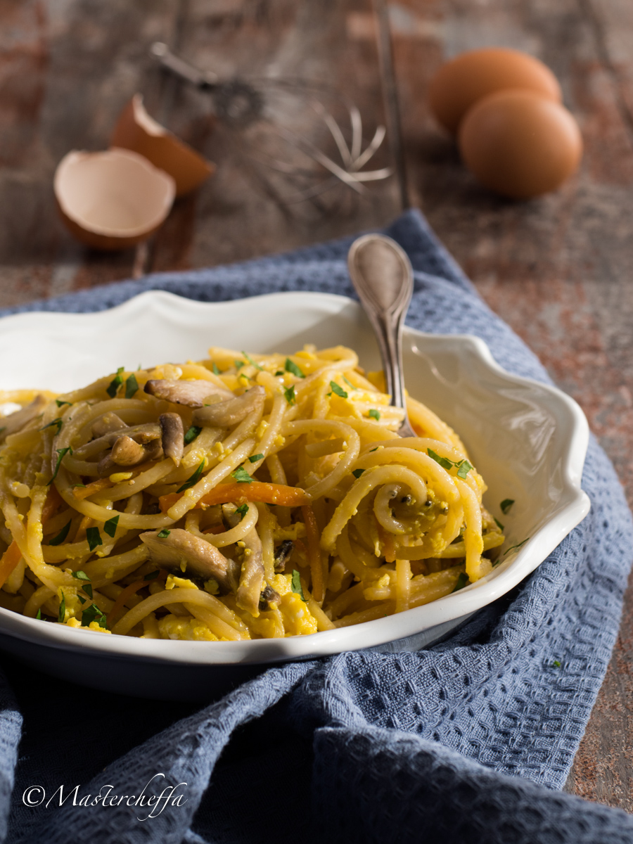 Spaghetti Cremosi Funghi E Carote Alle Uova Mastercheffa