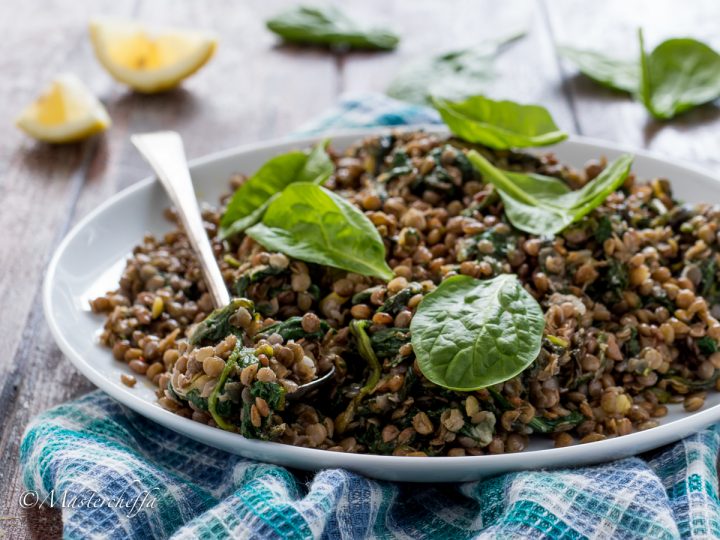 Insalatina di lenticchie e spinaci al limone