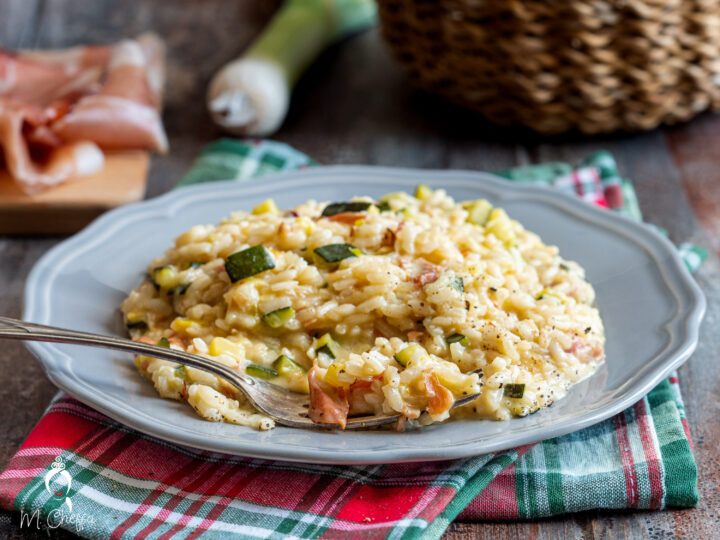 risotto zucchine, speck e stracchino