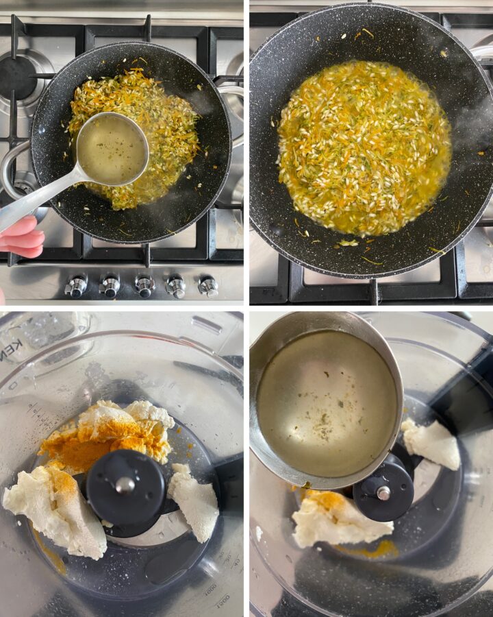 Risotto cremoso zucchine e carote alla curcuma passo passo 3: cottura del riso e preparazione della ricotta