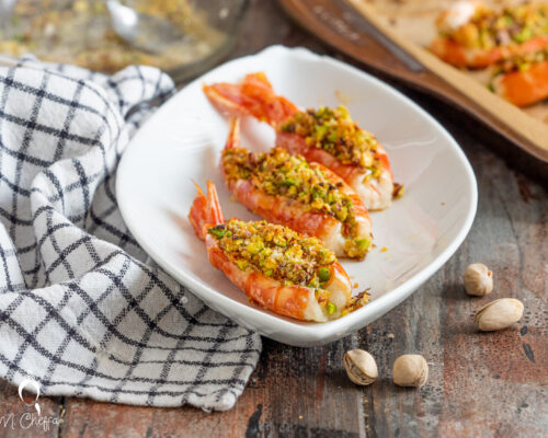 gamberoni gratinati al pistacchio