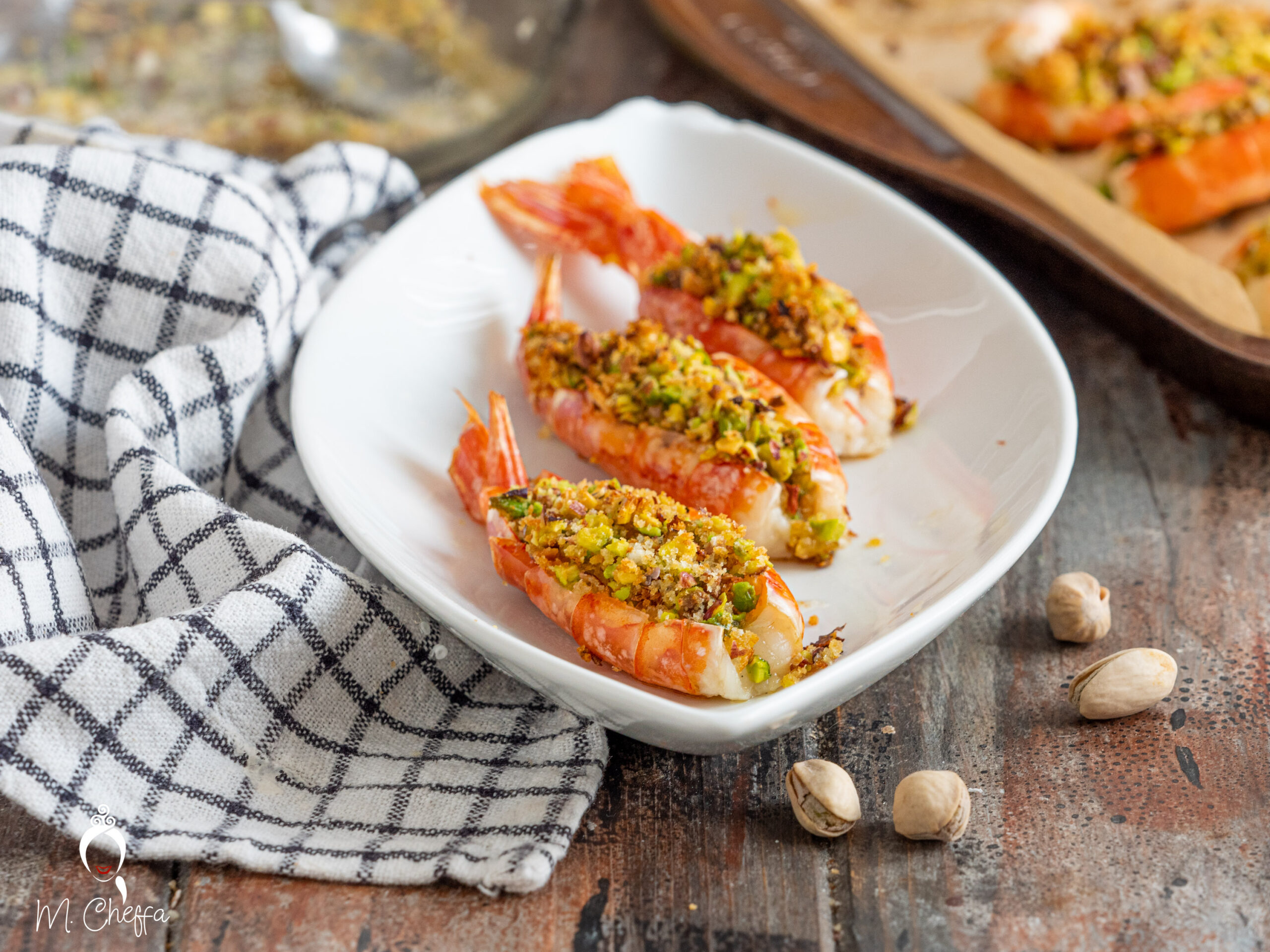 gamberoni gratinati al pistacchio