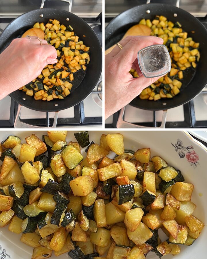 dadolata di patate e zucchine in padella passo passo 3