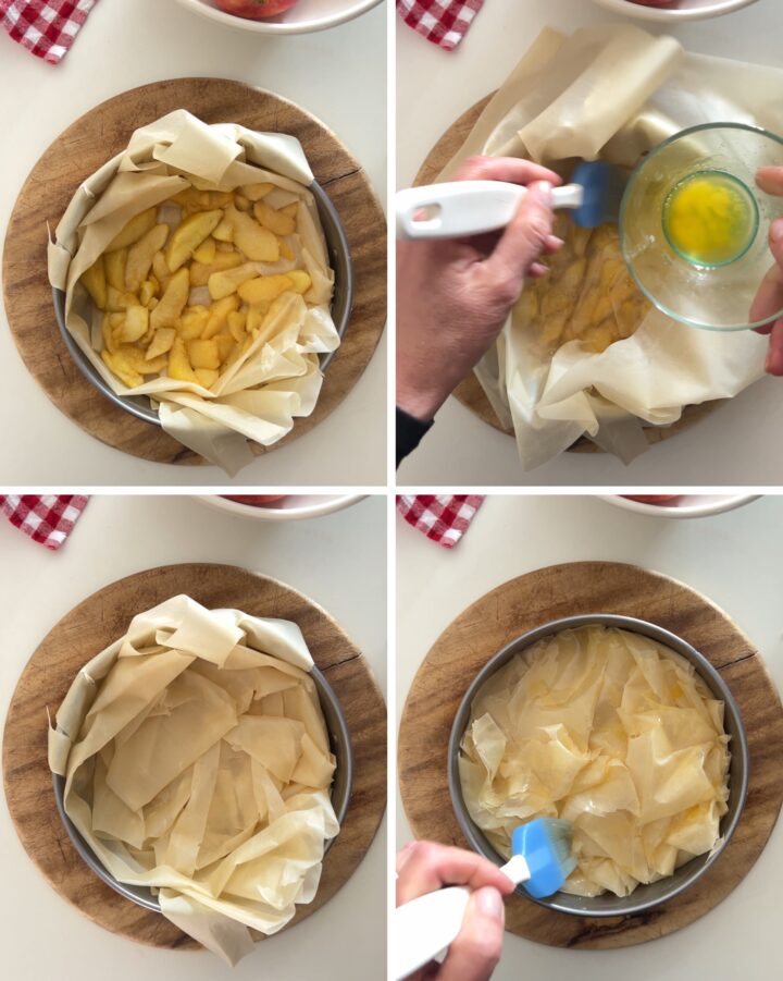 Torta di mele con pasta fillo, ricetta senza impasto facile e golosa