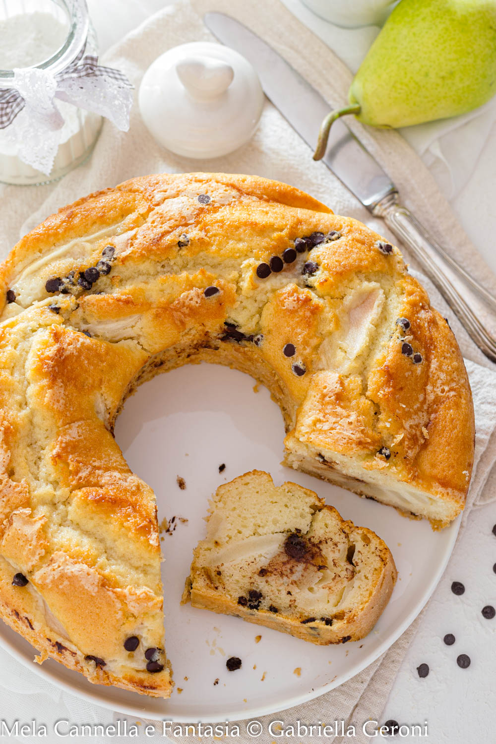 ciambella pere e cioccolato senza lattosio