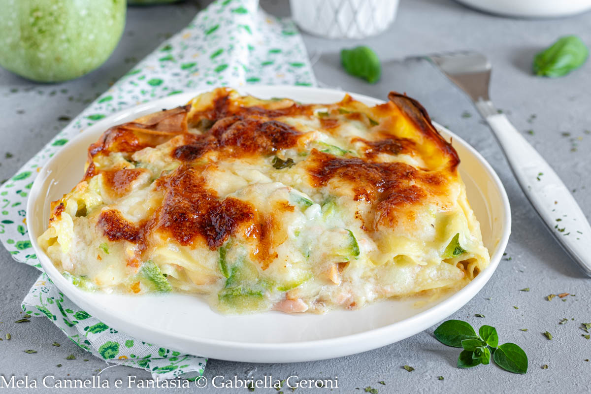 lasagne zucchine e salmone affumicato