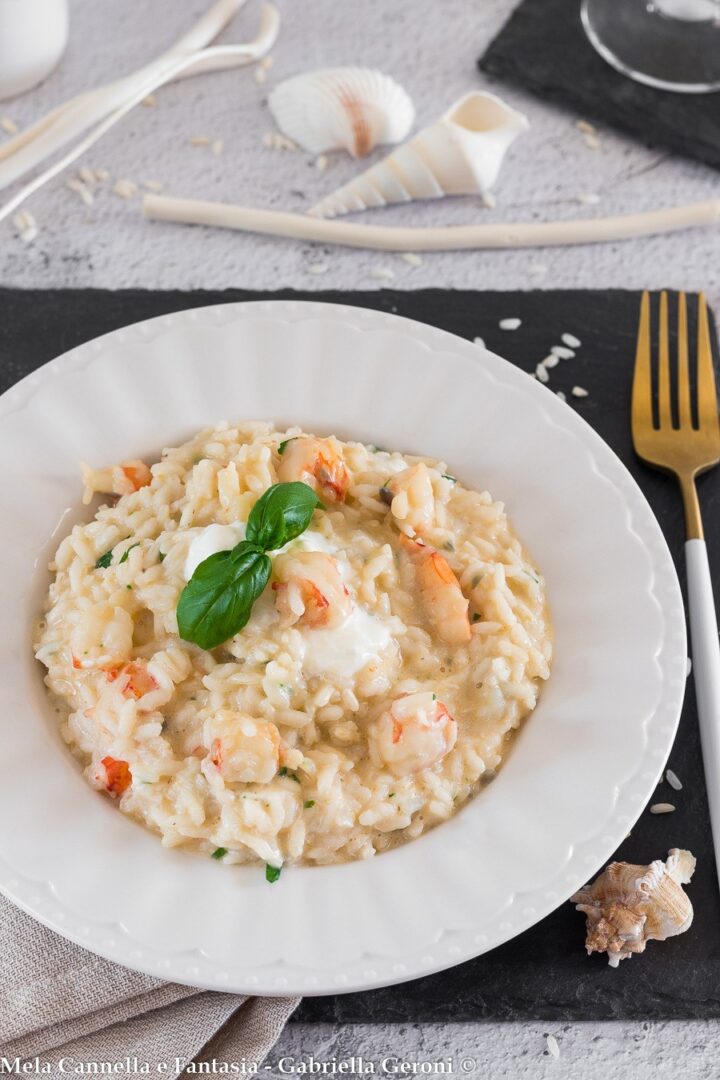 Risotto gamberi e stracciatella