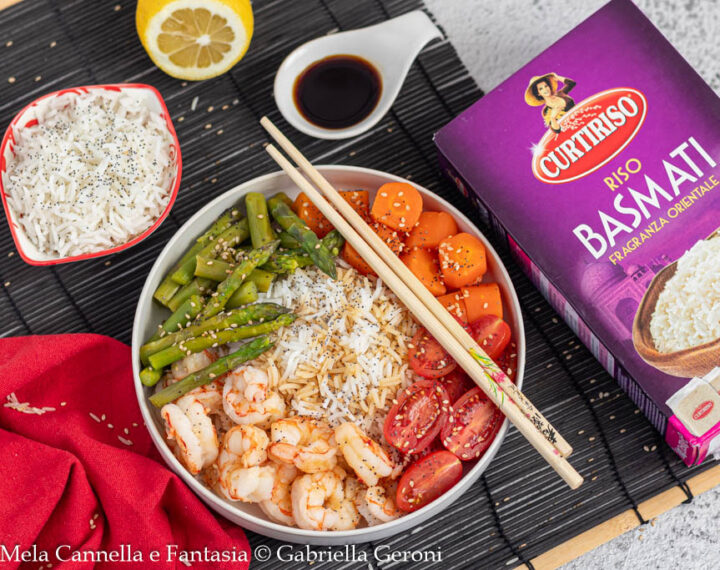 bowl con riso basmati e verdurine