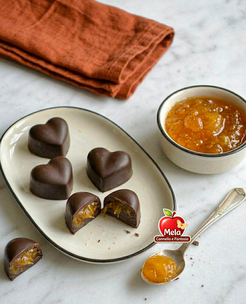 cioccolatini fondenti con marmellata di arance