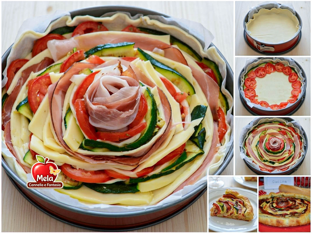 torta a spirale con verdure provola affumicata e speck