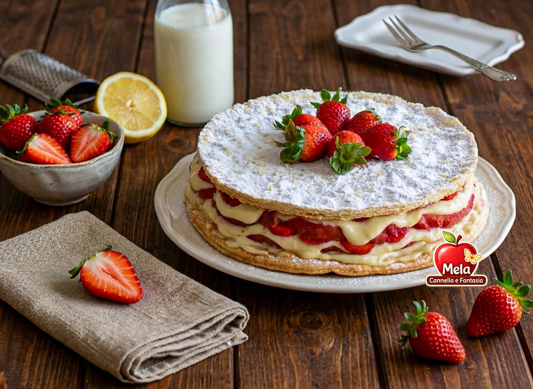 torta diplomatica con fragole e crema