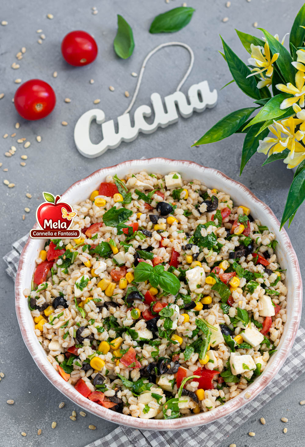 insalata di orzo con mozzarella di bufala
