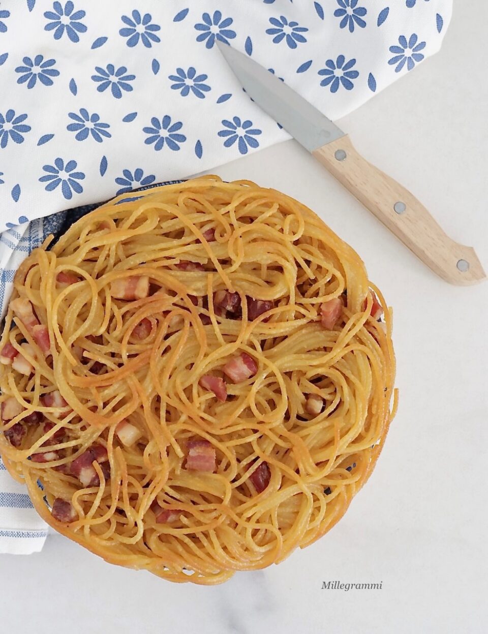 Frittata di spaghetti bianca