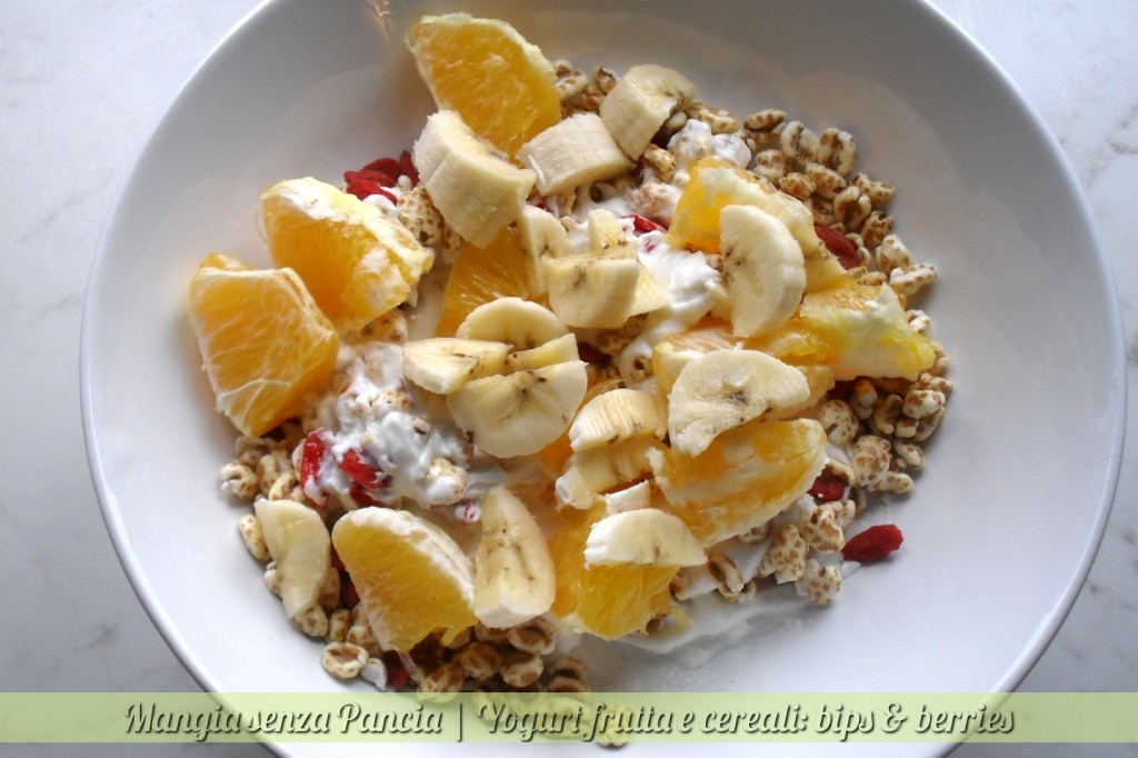 Yogurt frutta e cereali, bips & berries, diario di una dieta - Giorno 192, Mangia senza Pancia