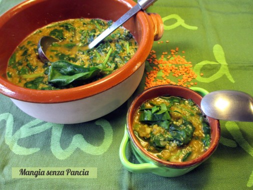 Zuppa lenticchie spinaci e quinoa, Mangia senza Pancia