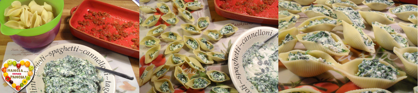 Conchiglioni ripieni light con spinaci e ricotta, Mangia senza Pancia