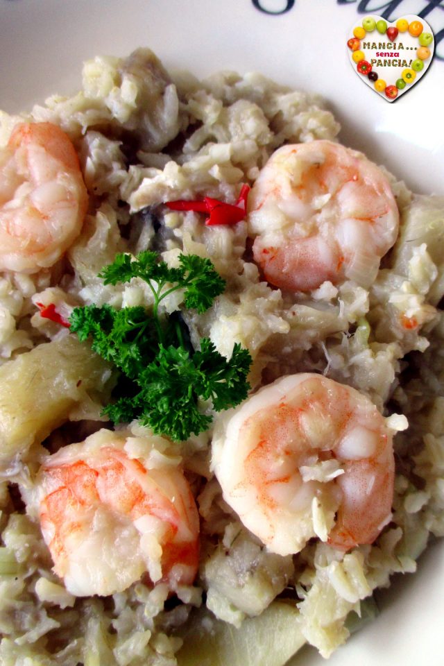 Risotto con gamberetti e carciofi, Mangia senza Pancia