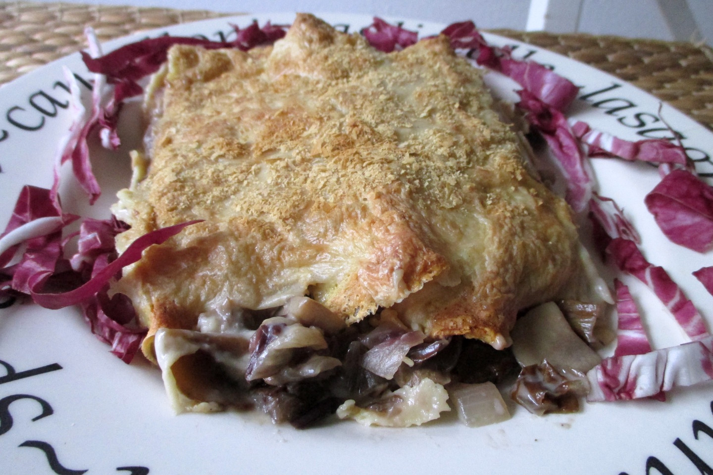 Crespelle al radicchio e funghi vegane, Mangia senza Pancia