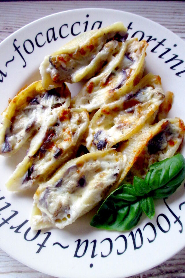 Conchiglioni ripieni ricotta e melanzane, Mangia senza Pancia