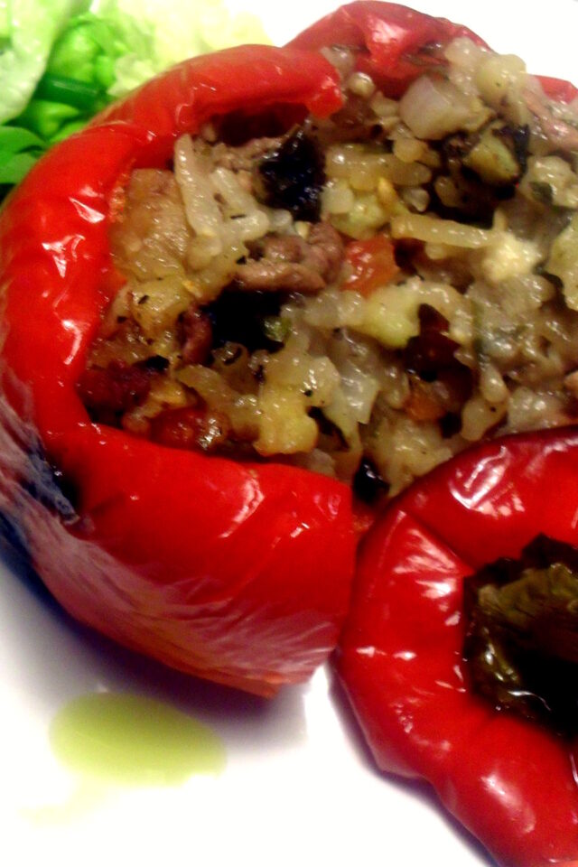 Peperoni ripieni di riso e carne, Mangia senza Pancia