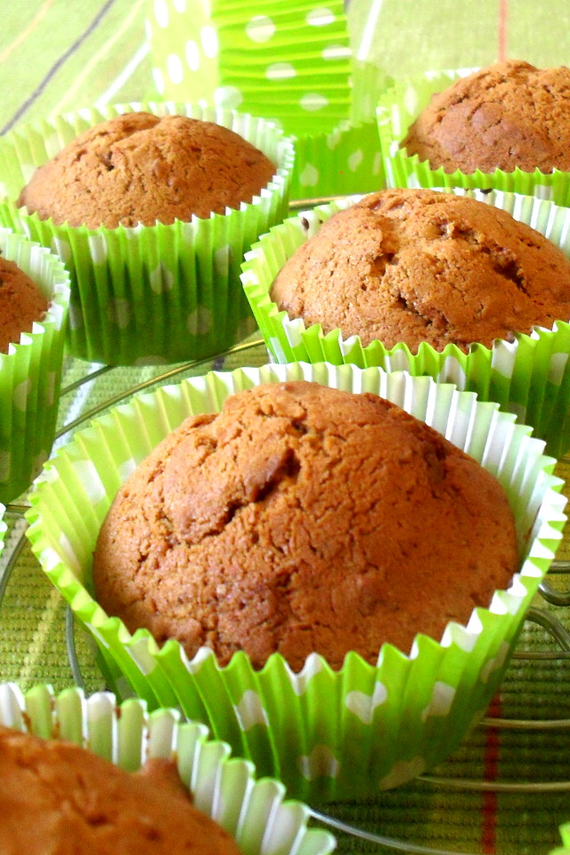 Muffin alla zucca leggeri gusto speculaas in pirottini verdi