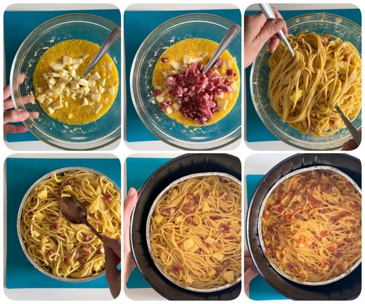 spaghetti cotti con uova e formaggio