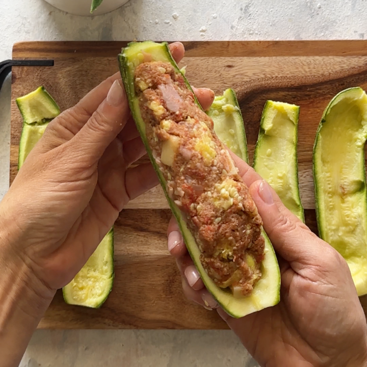 barchetta di zucchina ripiena da cuocere in microonde