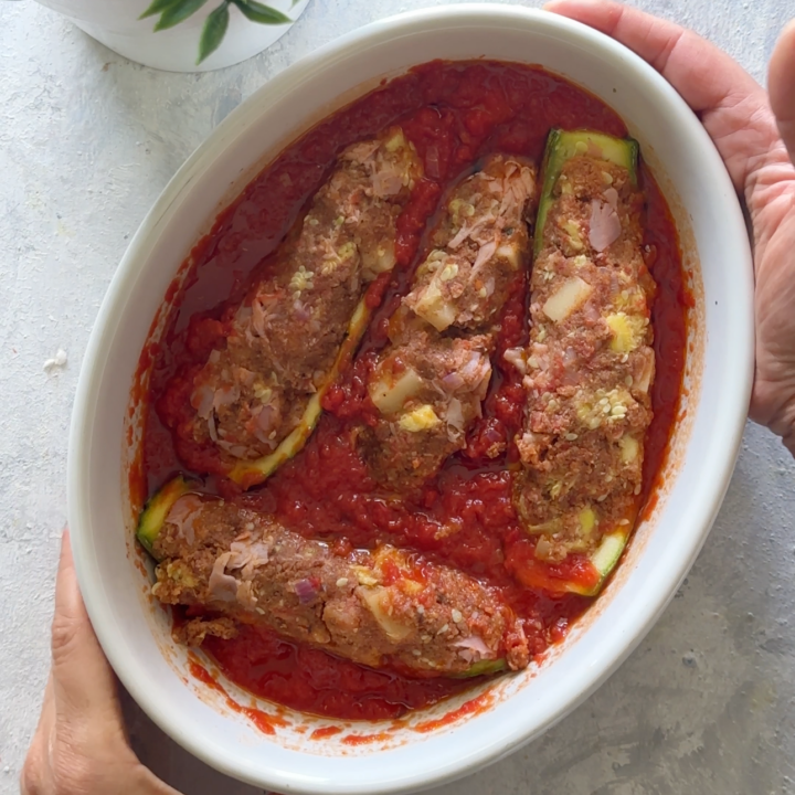 zucchine in teglia con pomodoro da cuocere in microonde