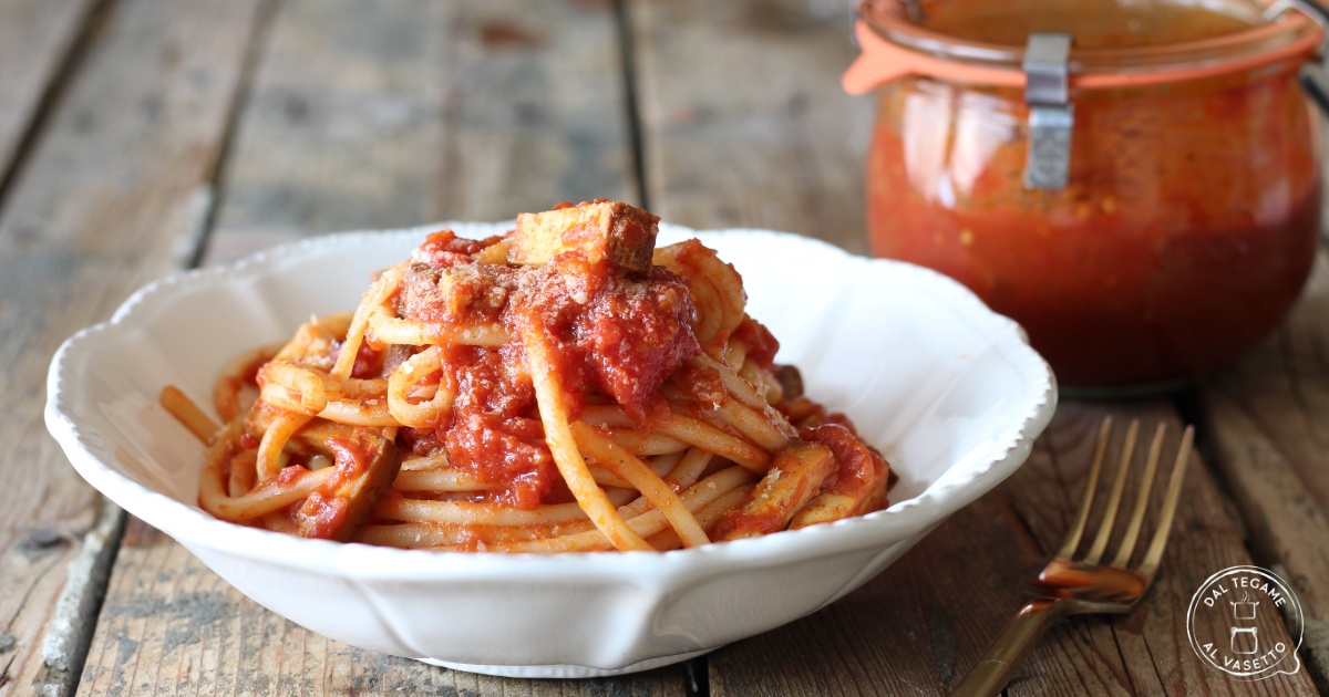 Amatriciana vegana in vasocottura