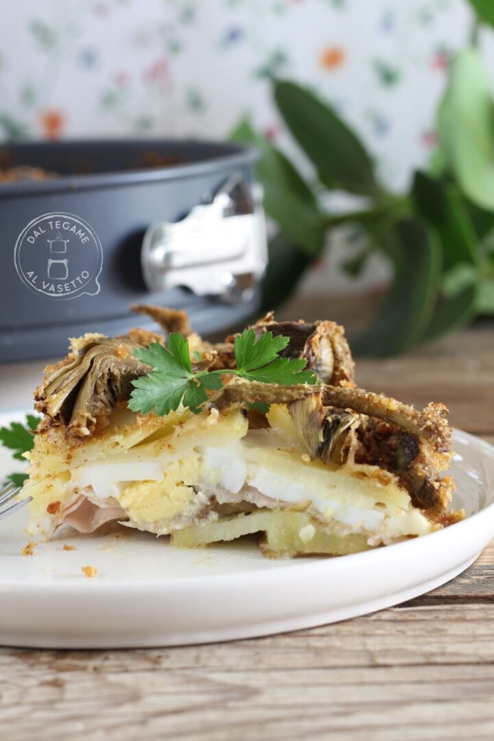 Tortiera di carciofi e patate in friggitrice ad aria