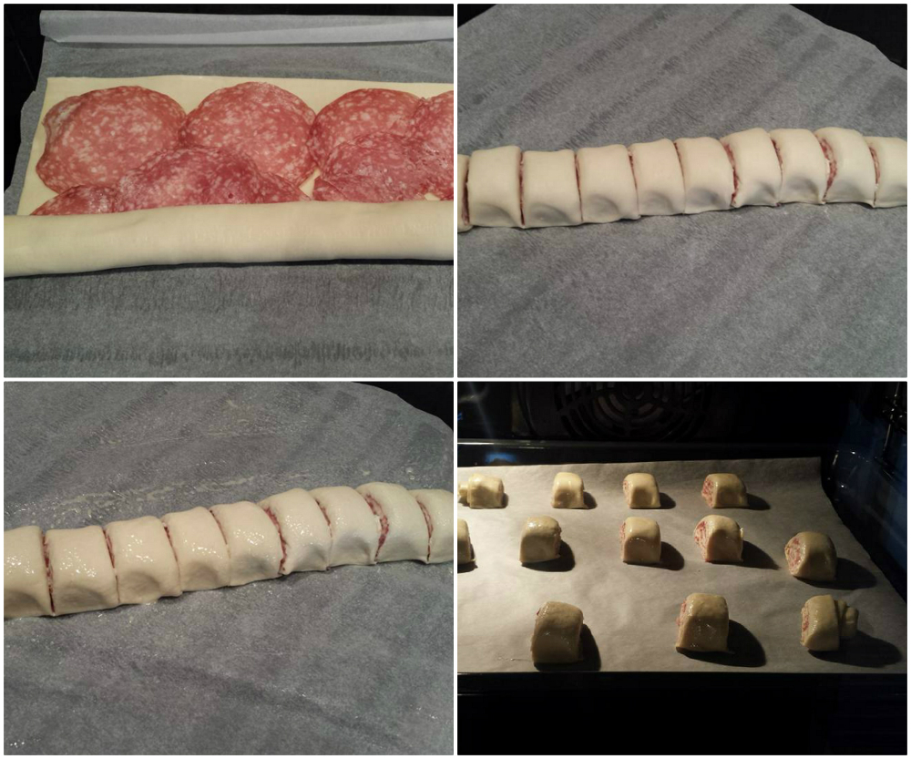 Rustici di sfoglia al salame passaggi