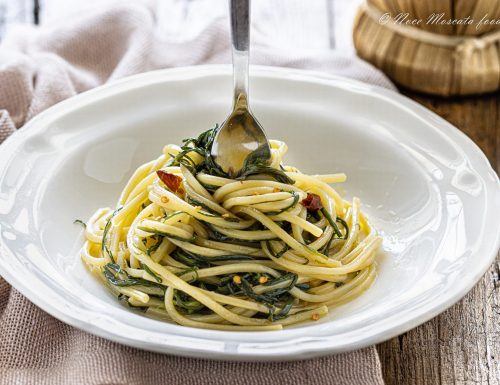 Spaghetti con agretti all’aglio olio e peperoncino