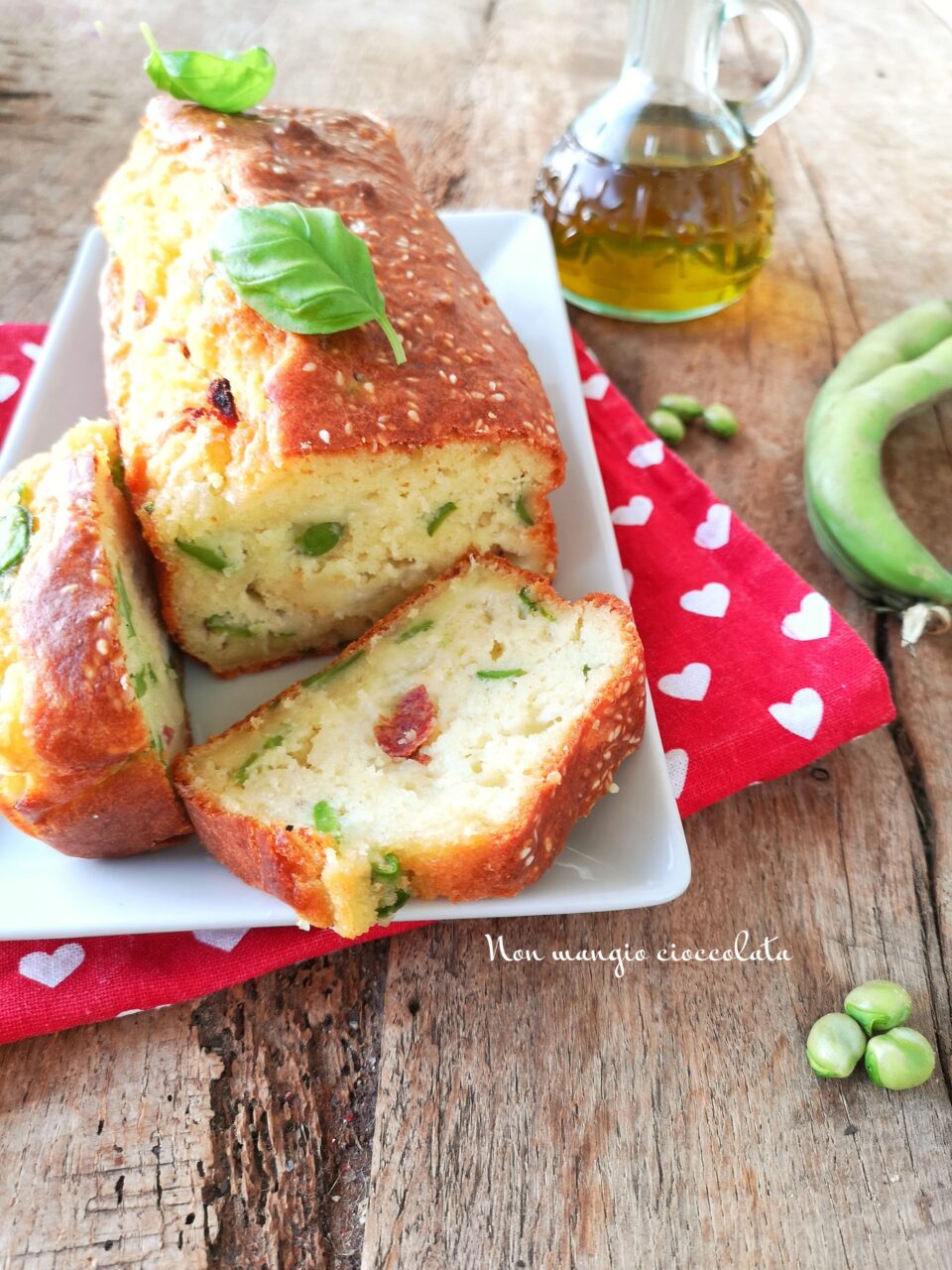 Plumcake salato fave pecorino e salame