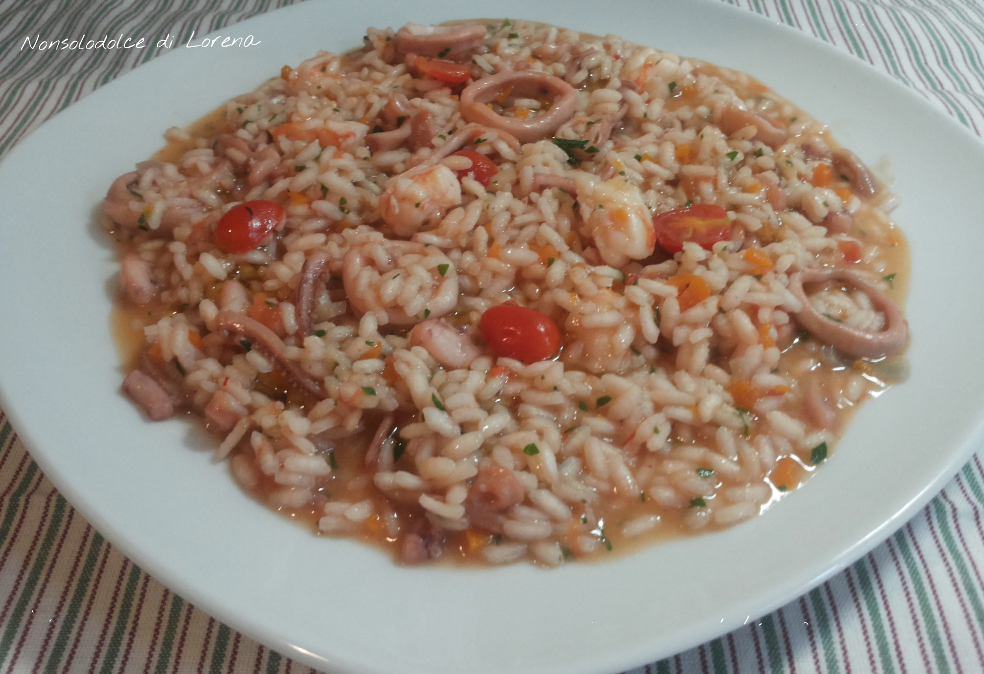 Risotto con totani e gamberi Nonsolodolce di Lorena