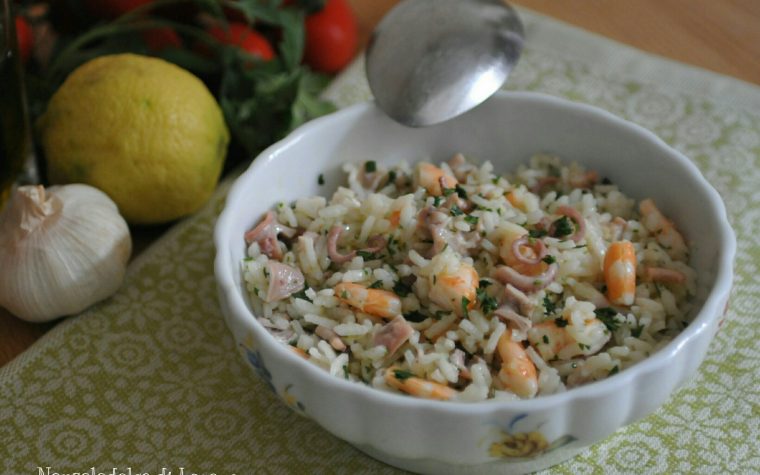 Insalata di riso con gamberi e moscardini