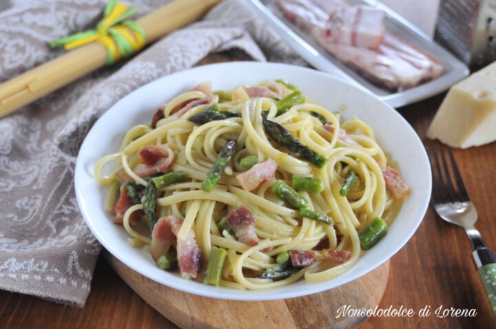 linguine con asparagi e guanciale