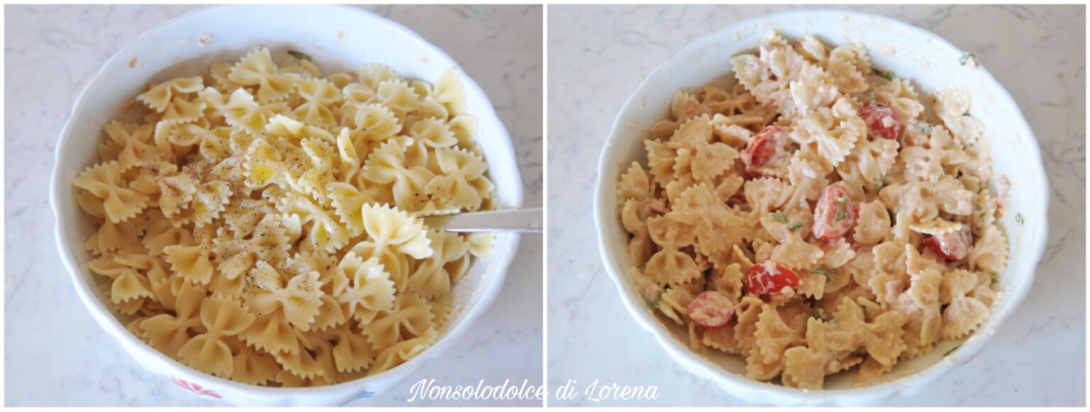 Farfalle fredde cremose al tonno e pomodorini