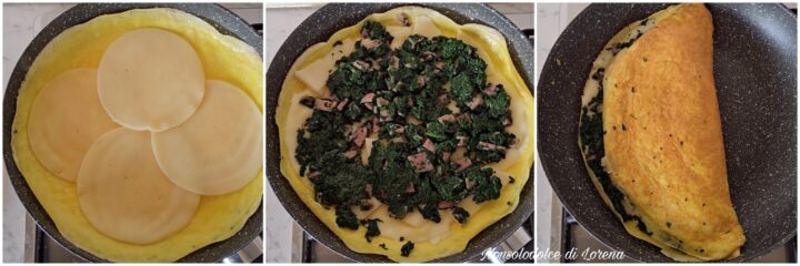 omelette con spinaci speck e formaggio